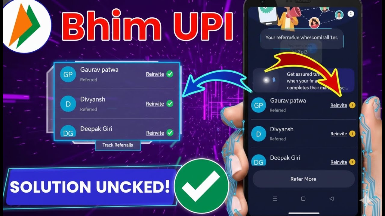 Bhim Upi Refer Reinvite Problem | Bhim Upi Refer and Earn Pending Problem | Bhim App Refer Reinvite