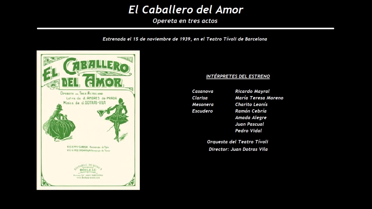 El Caballero del Amor - Dúo de Casanova y Clarisa 'Esas flores' (1939) - R. Mayral - M. Espinalt