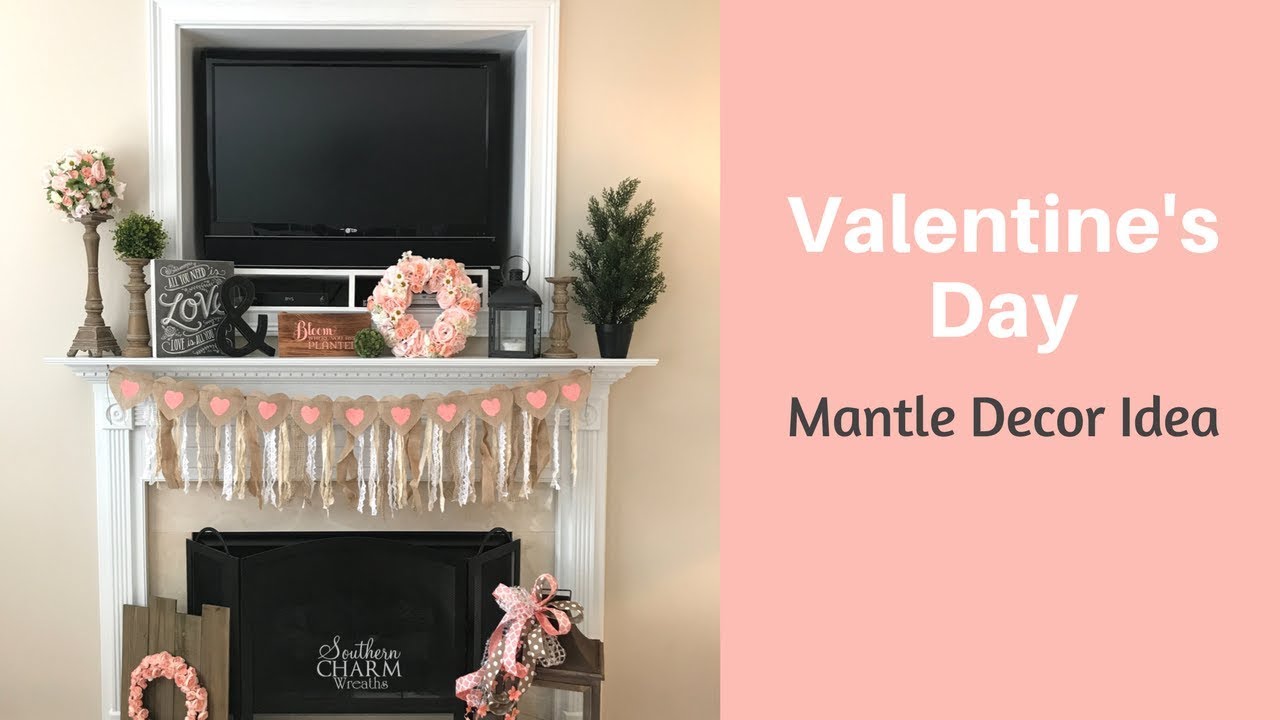 Valentine's Fireplace Mantle Decor With TV Idea | Valentine's Day Decor