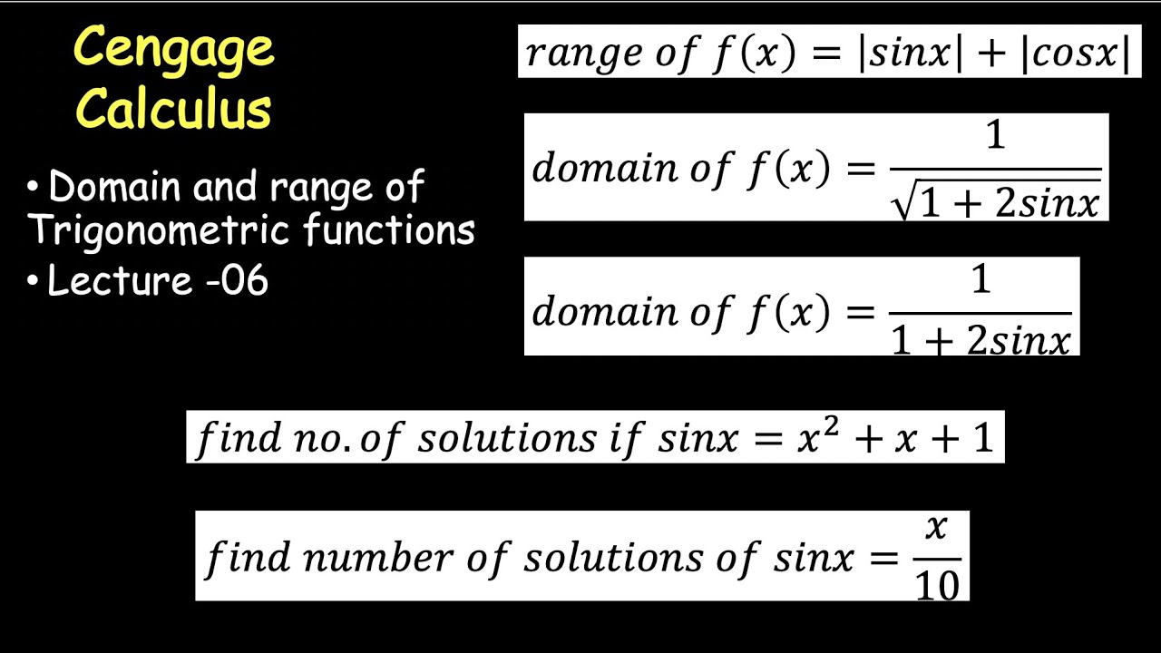 Domain and range of Trig function | Cengage Calculus | Function| Lecture-06 | Problems of Cengage