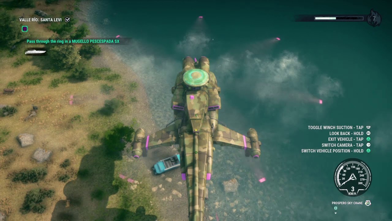 Just Cause 4 EASY Boat stunt - Valle Rio: Caceres with Mugello Pescespada SX