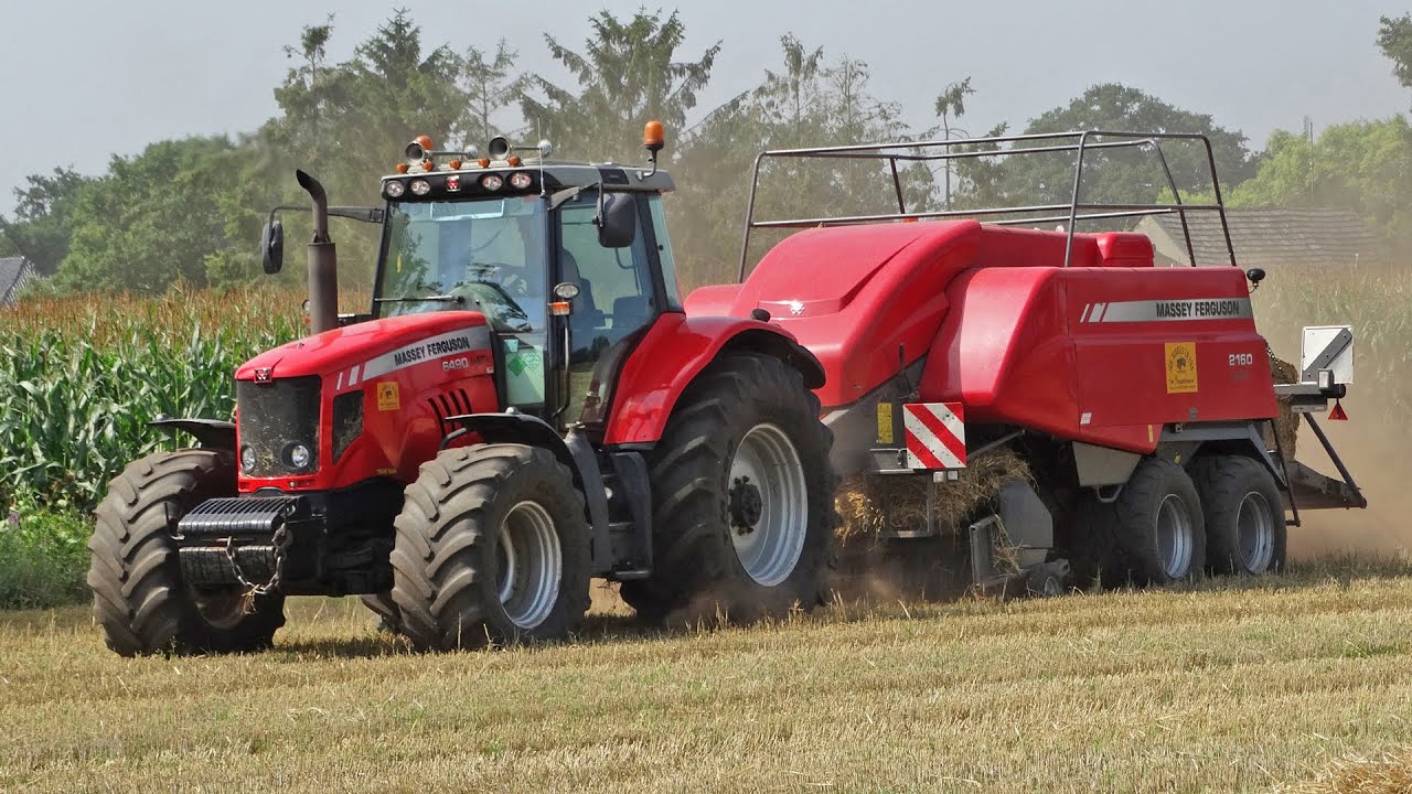 Pressing Bales | Nikkels | Massey Ferguson 6490 + MF 2160 | 2015