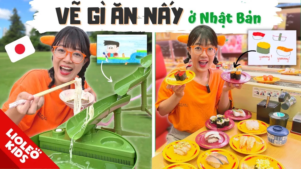 THỬ THÁCH VẼ GÌ ĂN NẤY Ở NHẬT BẢN - 24h Lee Cie bị Fan điều khiển & lần đầu ăn sushi băng chuyền!