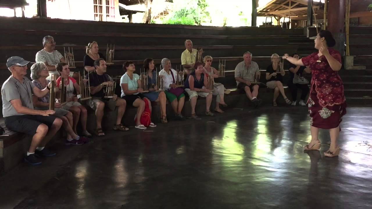 Learning how to play Angklung in Bandung, Indonesia