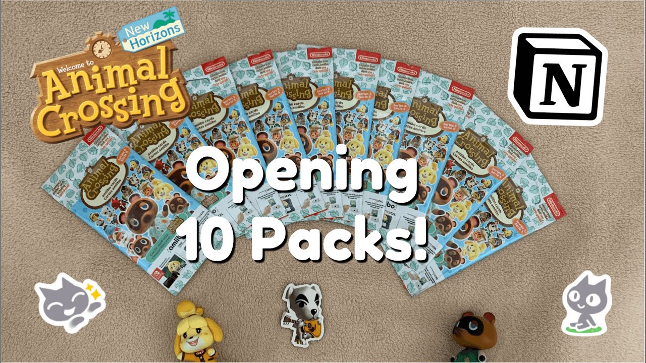 animal crossing series 5 amiibo cards unboxing + notion tracker