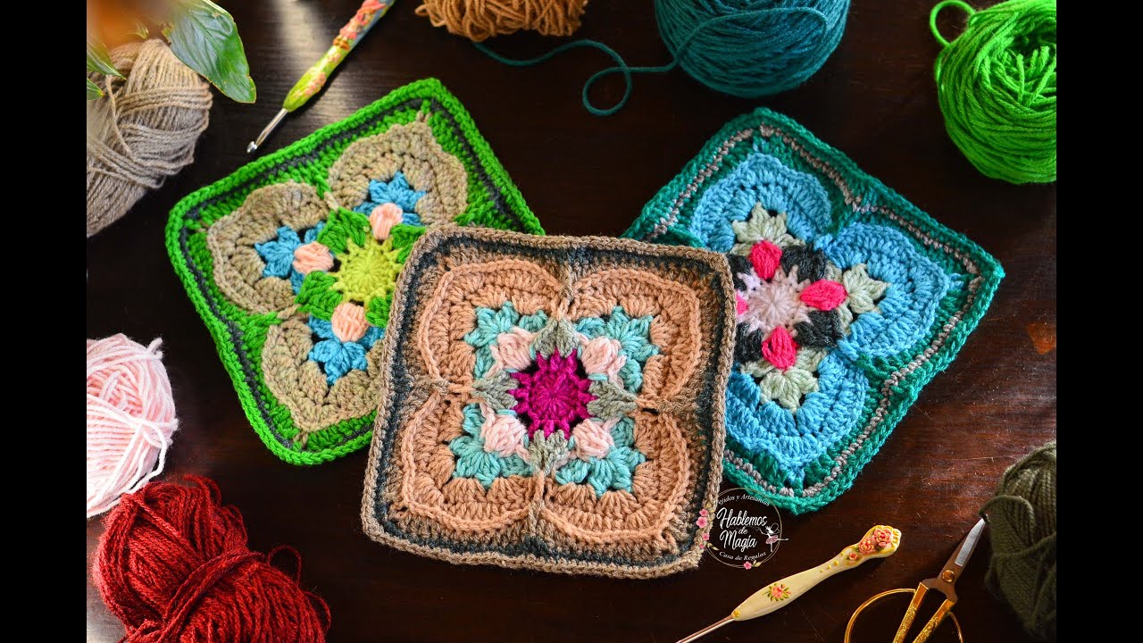 Granny azulejo de 4 pétalos ( Paso a paso a crochet )