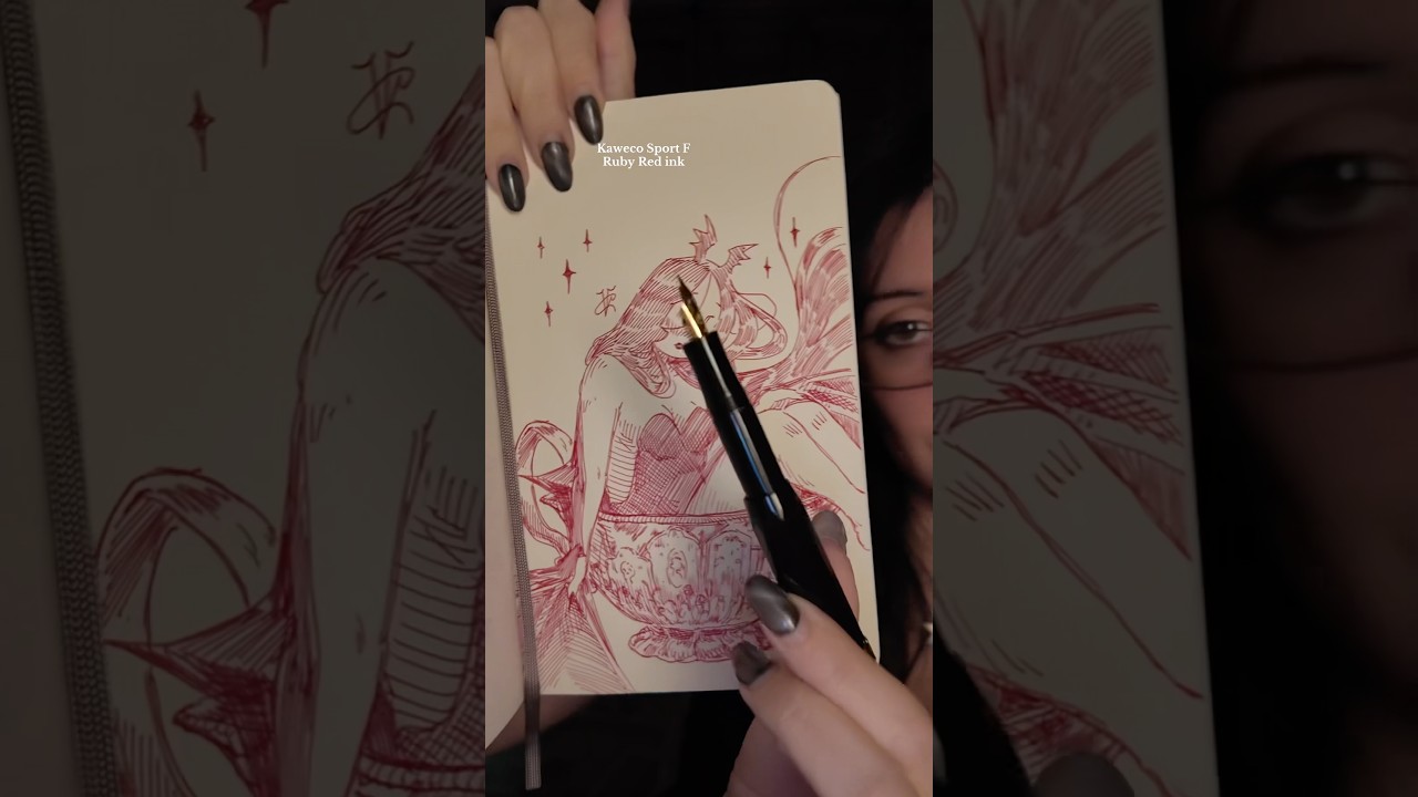 Drawing with RED INK &hearts;️🦇 #kaweco #fountainpen #ink