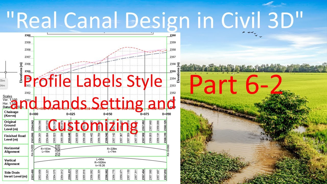 Real Irrigation Canal Design in Civil 3D | Profile Bands | Part-6-2