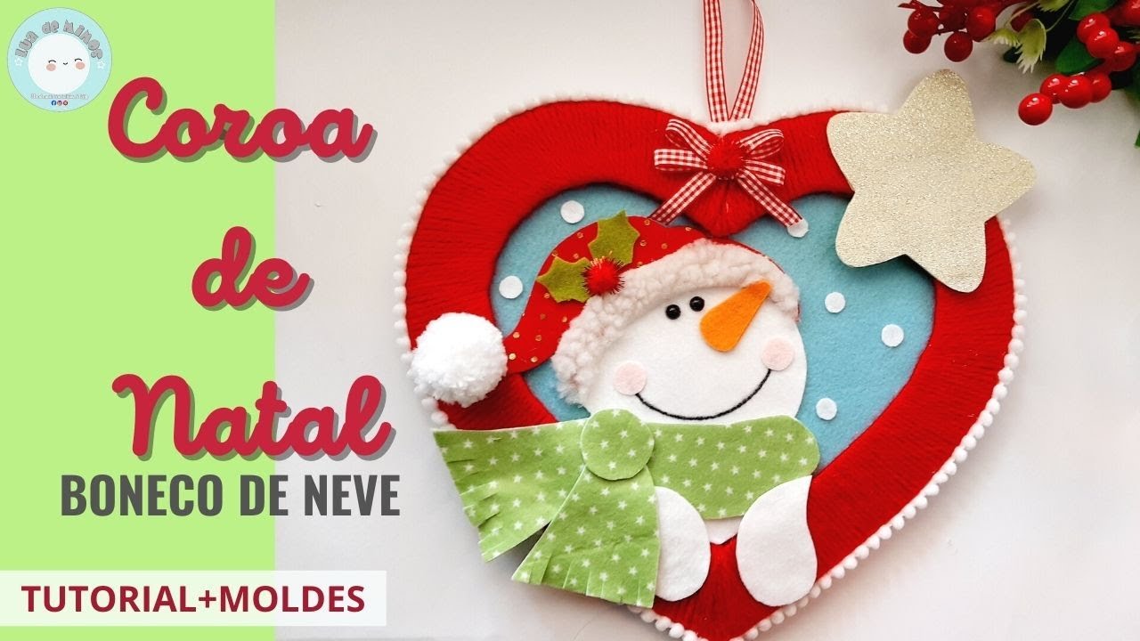 DIY  🎄⛄Coroa /Guirlanda  de Natal Boneco de Neve⛄🎄( Com Moldes Gratuitos)