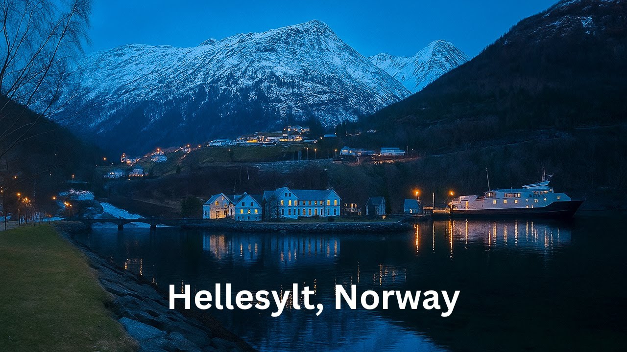 [4K Walk] Hellesylt, Norway 🇳🇴 | Peaceful Evening Walk by the Fjord with Walking Sounds