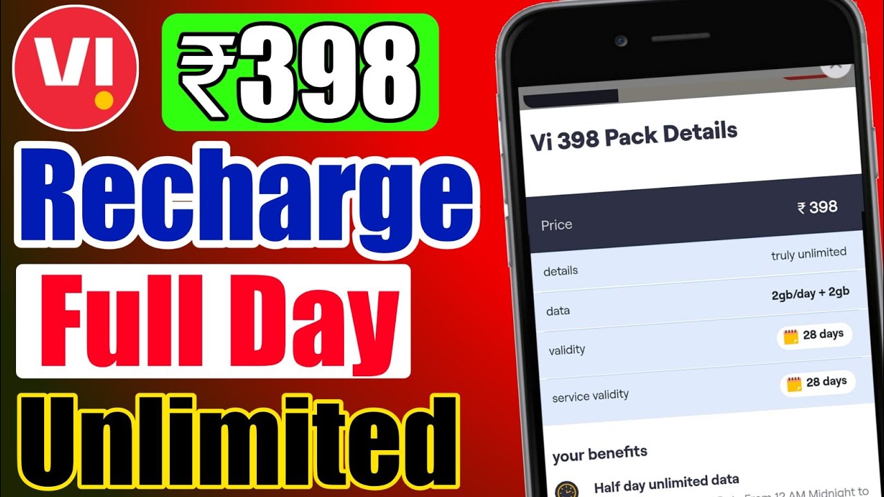 Vi ₹398 Recharge Plan Full Day Unlimited Data Or Not | Vodafone Idea Plan ₹398