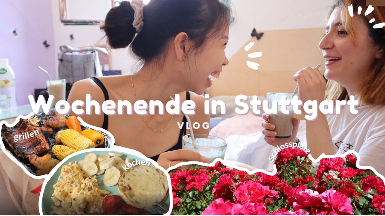 eine Wochenende in Stuttgart 🌸[de/eng cc]// grillen, thriften, Flohmarkt, Wochenmarkt 👗🍳🕰️🍓
