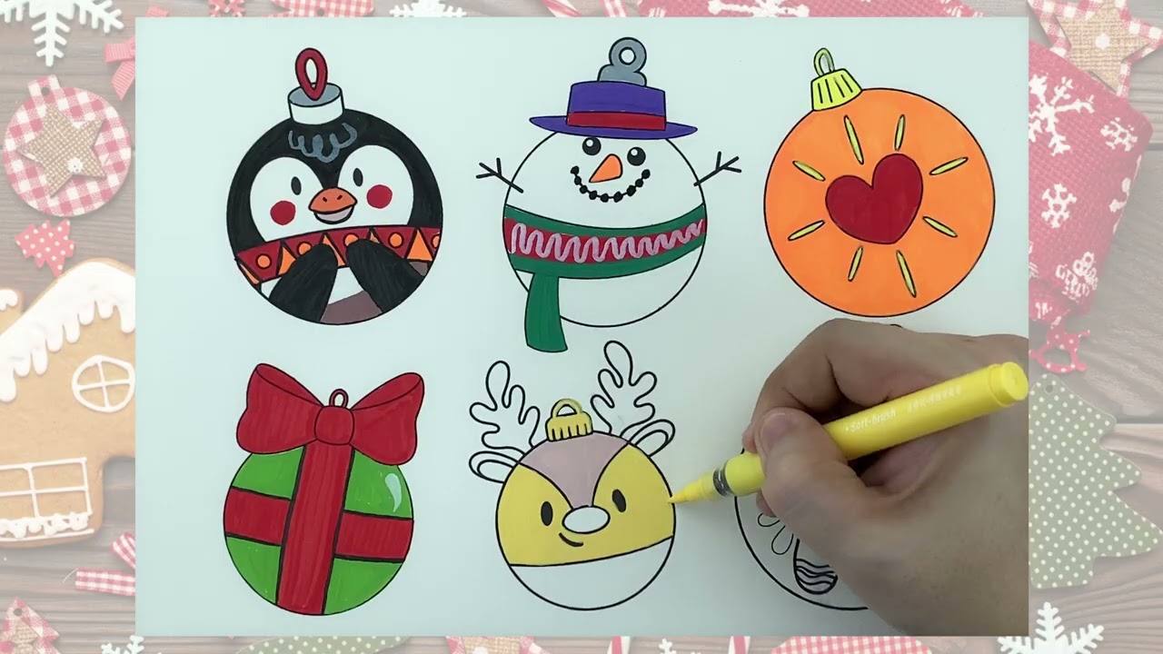 Christmas Ornaments Coloring 🎨 Fun & Easy Holiday Tutorial for Kids
