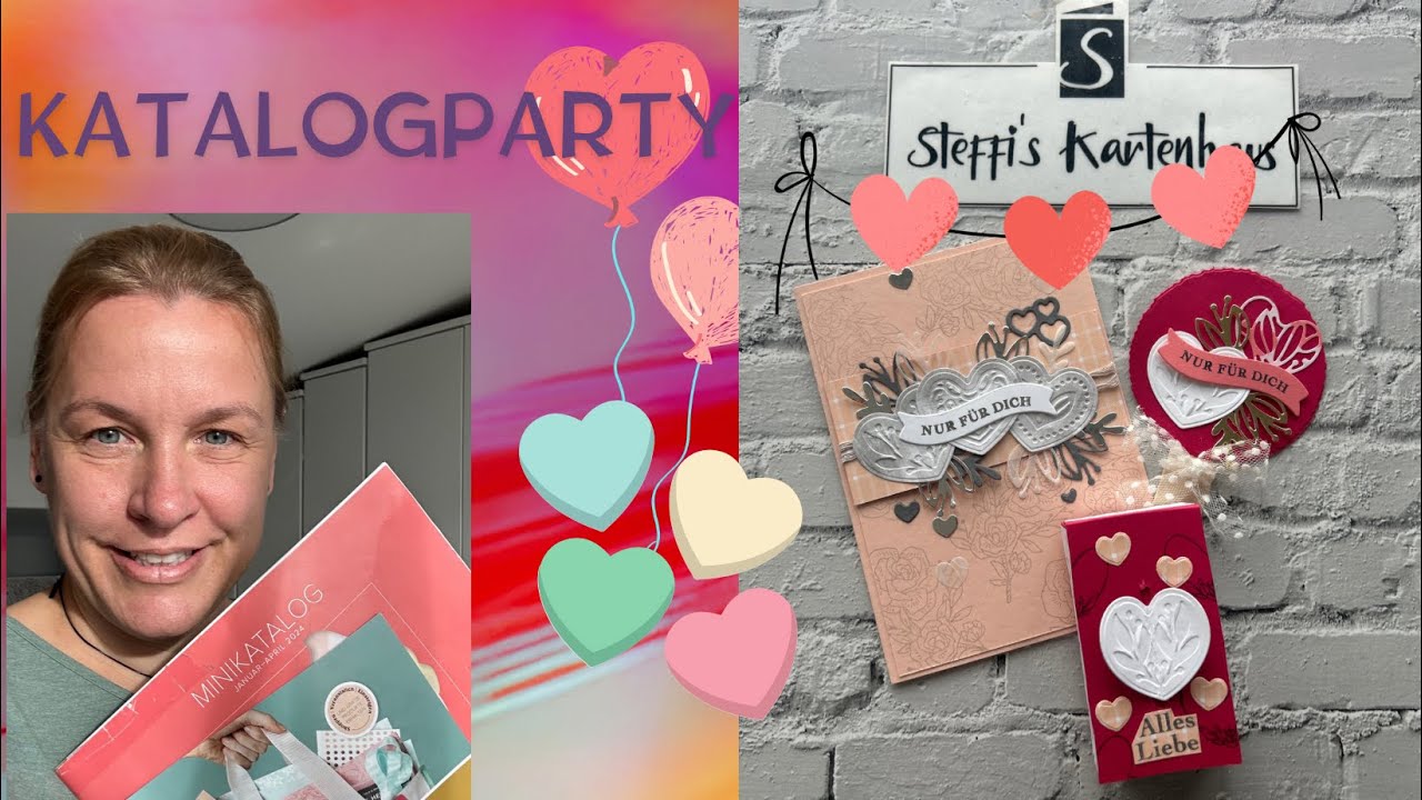 Katalogparty Blühende Herzen Stampin up Karte Verpackung Goodie Minikatalog 2024