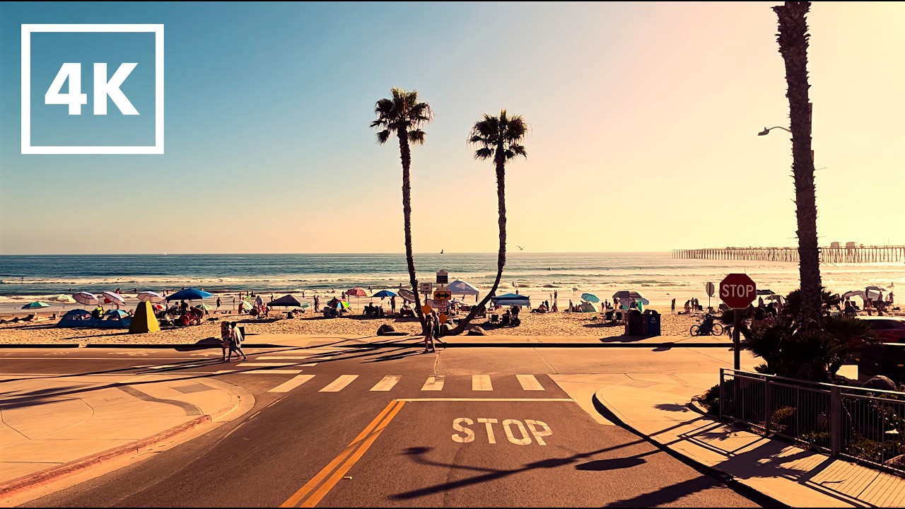 Relaxing Driving San Diego Coast 🌊, Sunset 🌅 California 🍊 | Chillhop Lo-Fi Beats 🎧, 4K HDR