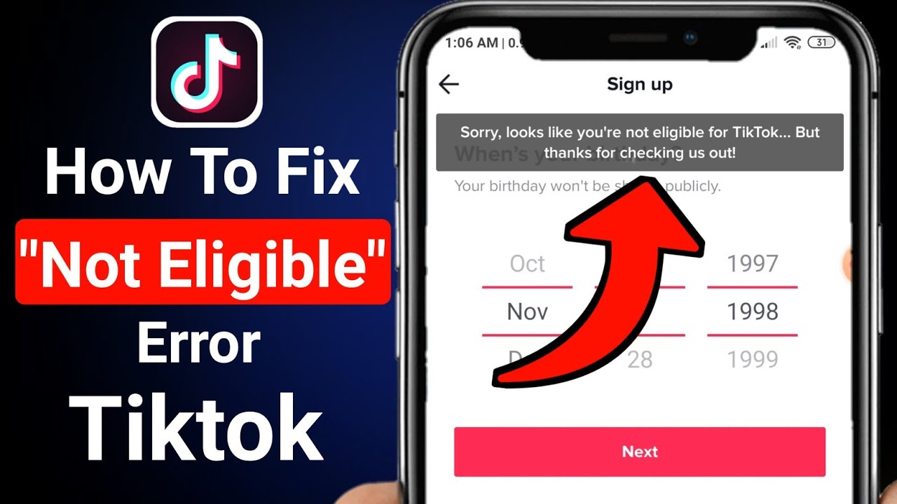 How to Fix &ldquo;You're Not Eligible For Tiktok&rdquo; Error | Sorry looks like you're not eligible for Tiktok