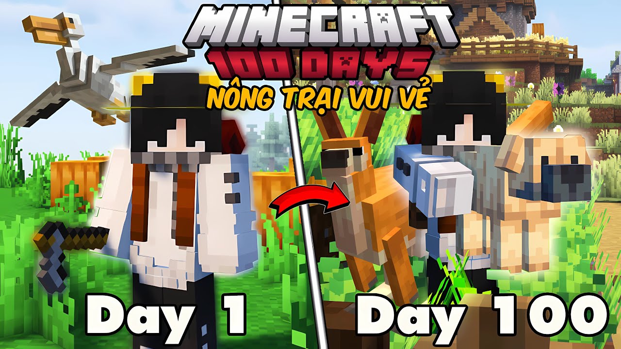 100 ng&agrave;y l&agrave;m n&ocirc;ng d&acirc;n trong Minecraft n&ocirc;ng trại vui vẻ|KaricMC.