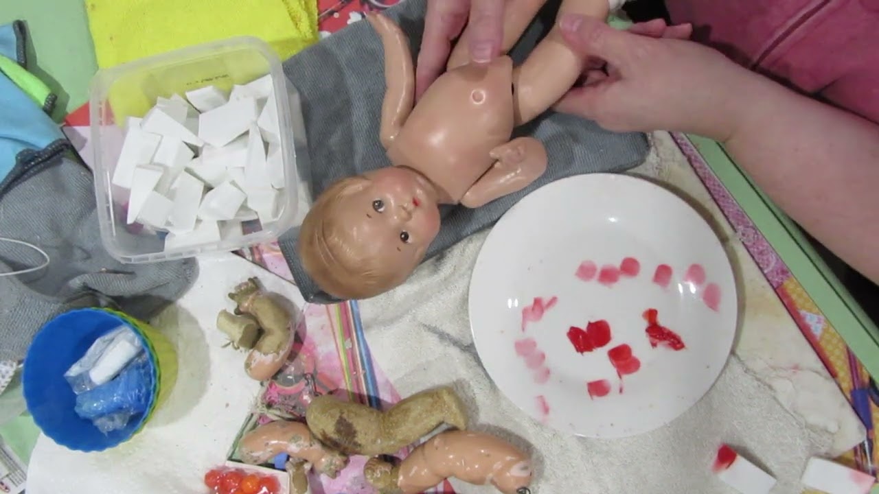the broken doll -- How I Blush my Composition Dolls