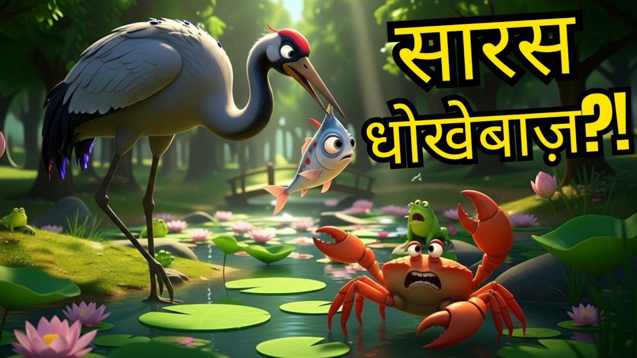 सारस और केकड़ा 🦀🕊️ | पंचतंत्र की मज़ेदार कहानी | सारस धोखेबाज़ निकला! | Moral Story with Chiku