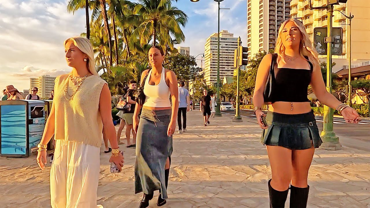 HAWAII WALKING TOUR ☀️ Sunset at WAIKIKI BEACH ☀️ (2025) #waikiki #oahu  #honolulu