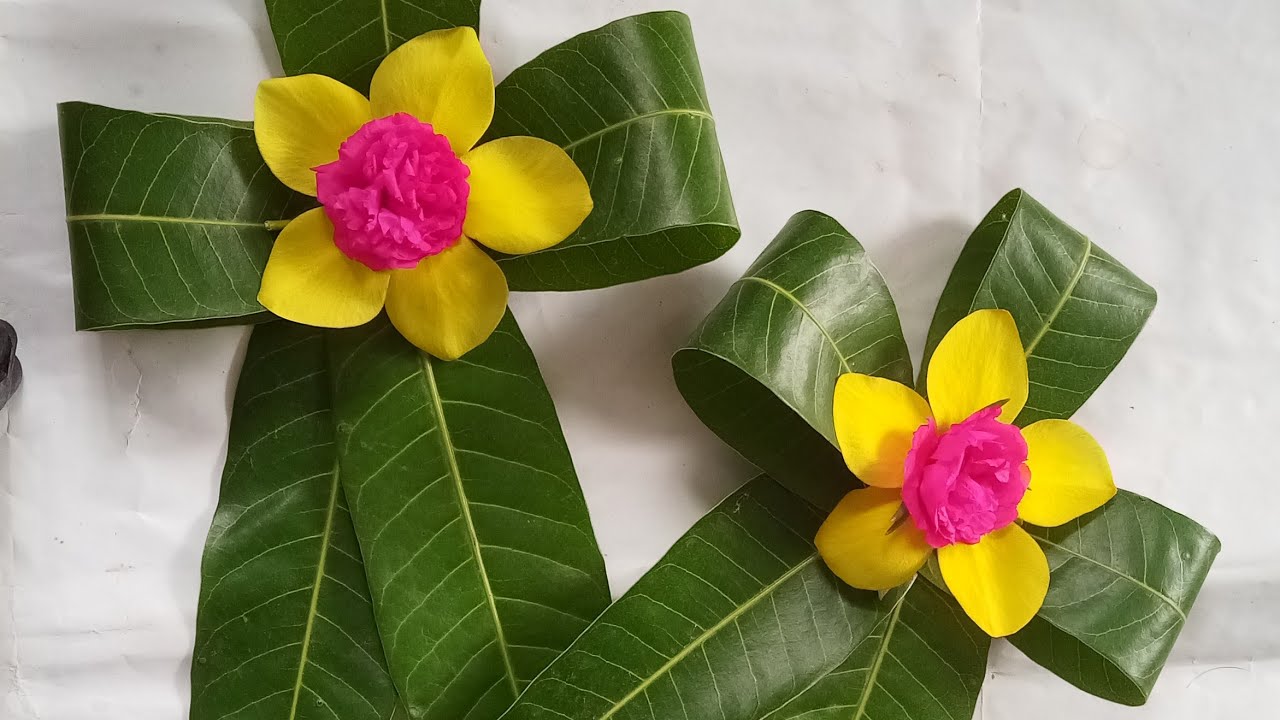 Mango leaves decoration | festival decor | mango leaf toran | Toranam decoration |@geethaallrounder