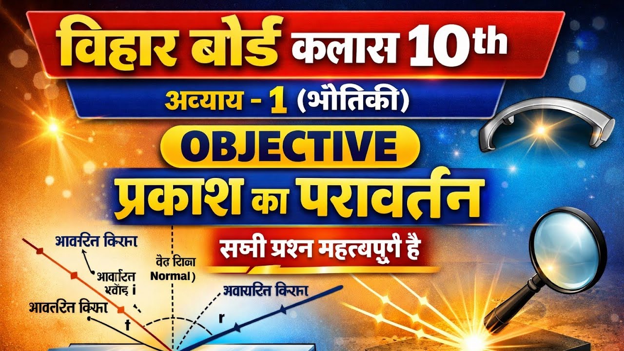 बिहार बोर्ड क्लास 10th, चैप्टर - 1(भौतिकी),objective , प्रकाश का परावर्तन,सभी प्रश्न महत्वपूर्ण है