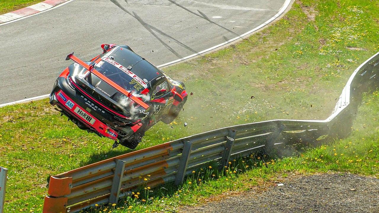 Nürburgring BIG CRASH Porsche 992 GT3 Cup - 26.04.2025 NLS Race 2 Langstrecken Series Nordschleife