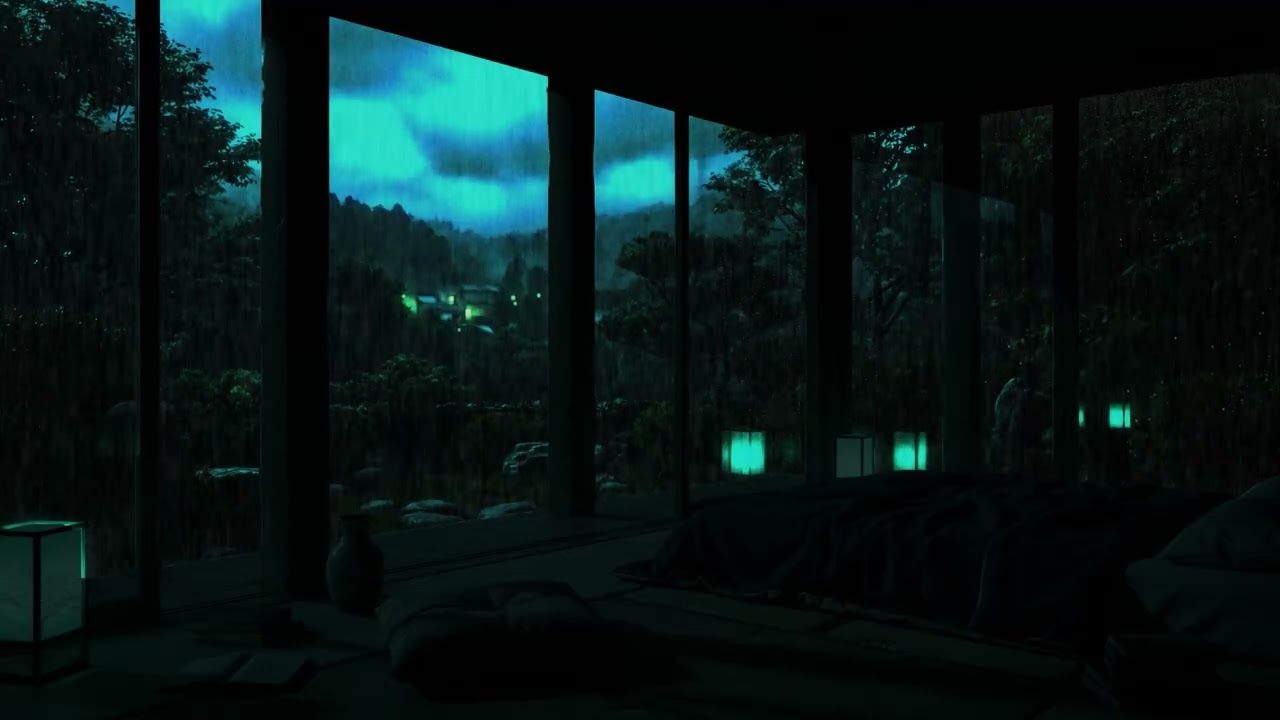 Calming Rain by the Garden Window 🌧 | Cozy Dark Bedroom Night for Deep Sleep (No Ads)