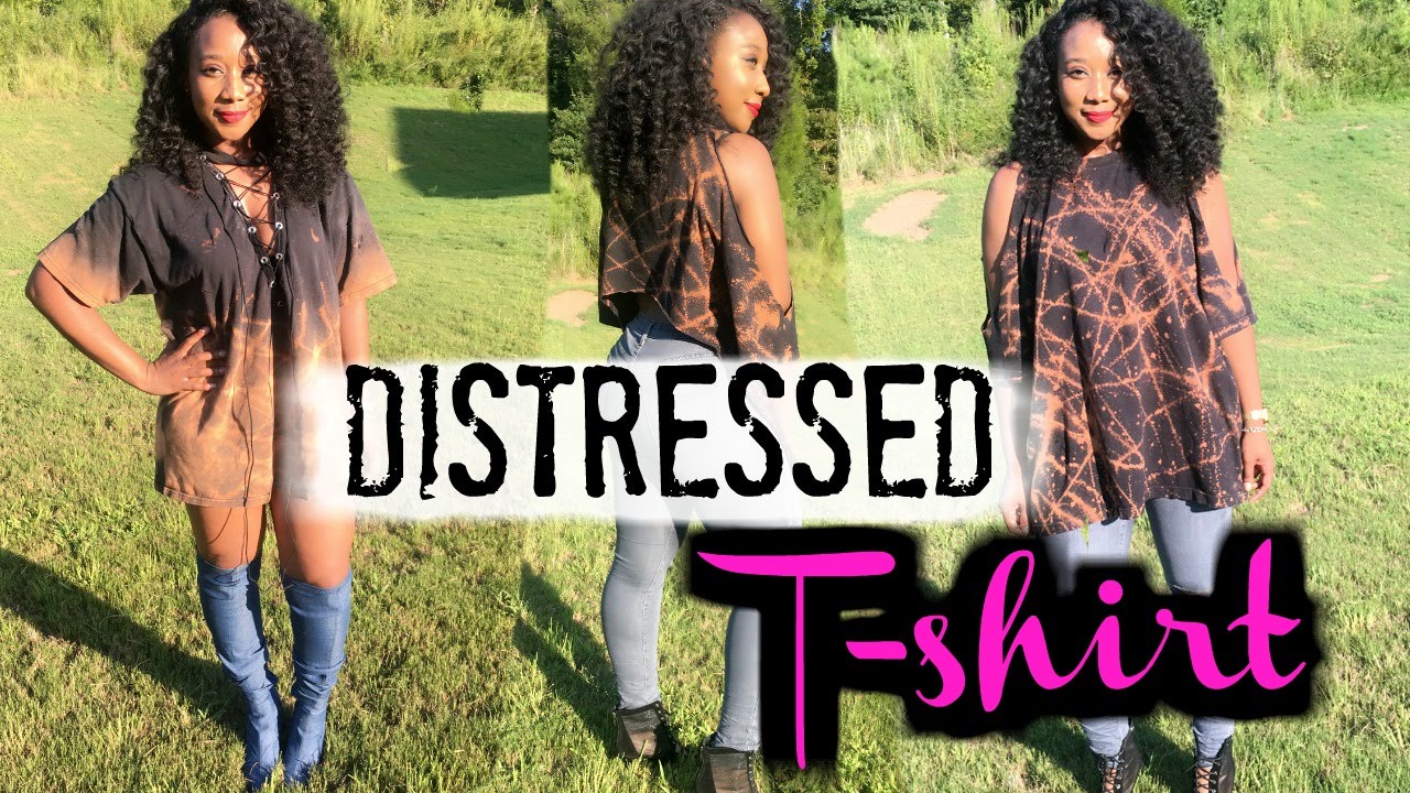 Easy DIY Bleached Distressed Tshirt | Lace Up Tshirt | Yeezy Inspired | #LisaDIY