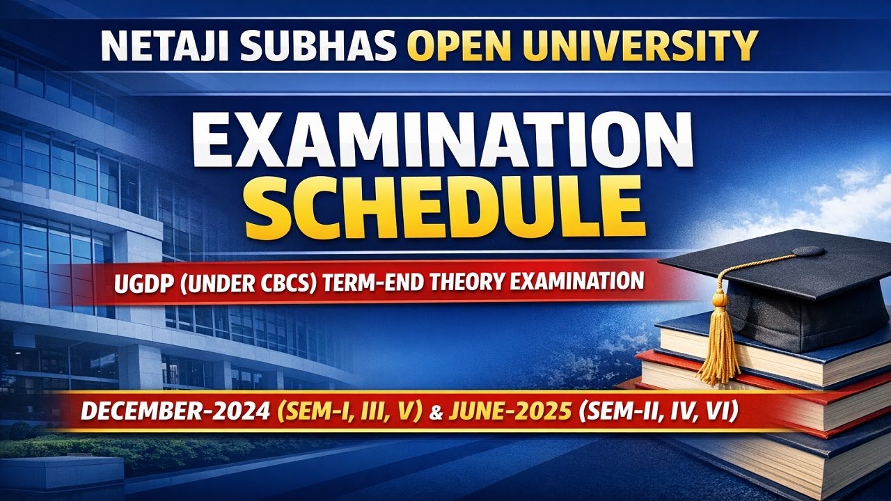 NSOU UGDP (CBCS) Term-End Exam Schedule | Dec 2024 & June 2025 (Sem I to VI)