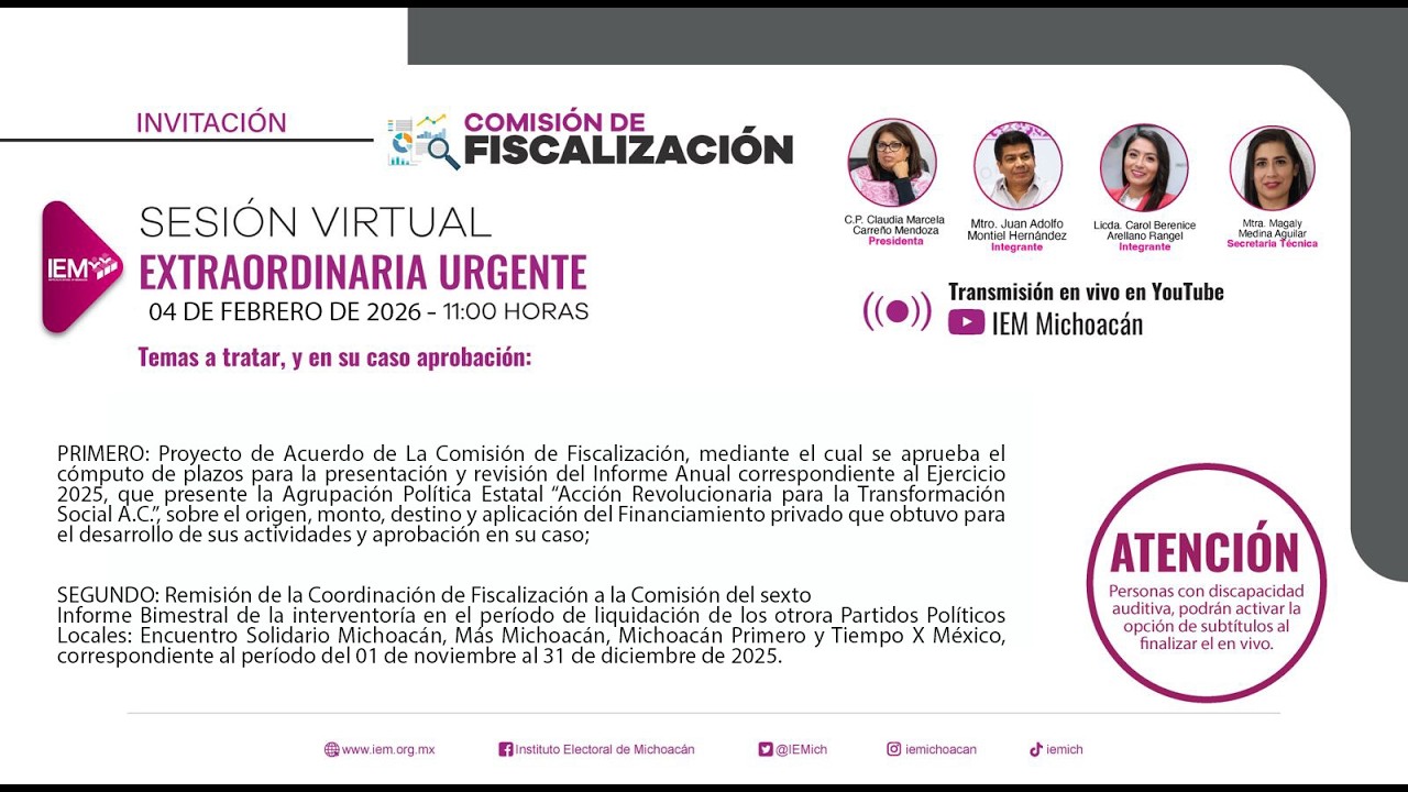 Sesión Extraordinaria Urgente de la Comisión de Fiscalización (04-01-26)