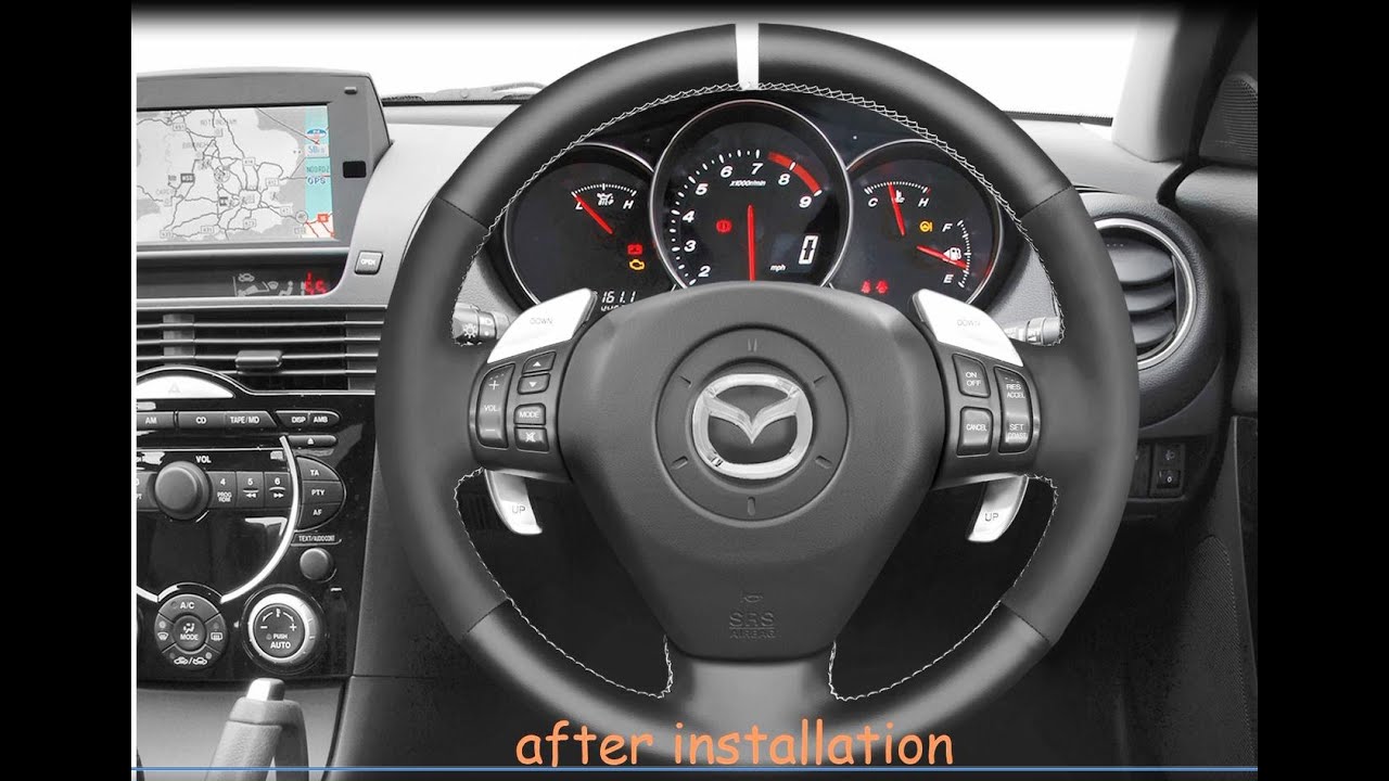MEWANT---for Mazda RX-8 RX8 2004-2008 Hand Stitching Car Steering Wheel Cover Installation