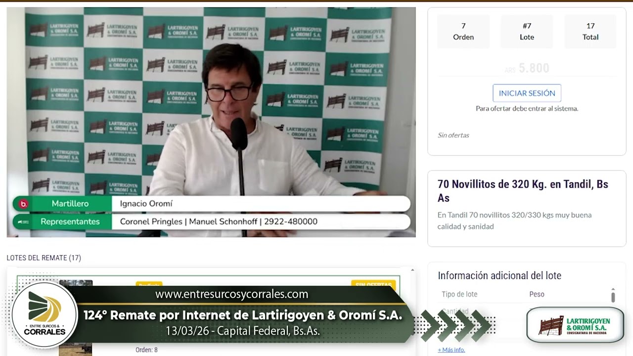 13-03-26 - 124º Remate por Internet de Lartirigoyen & Oromí S.A. - Capital Federal, Bs.As.