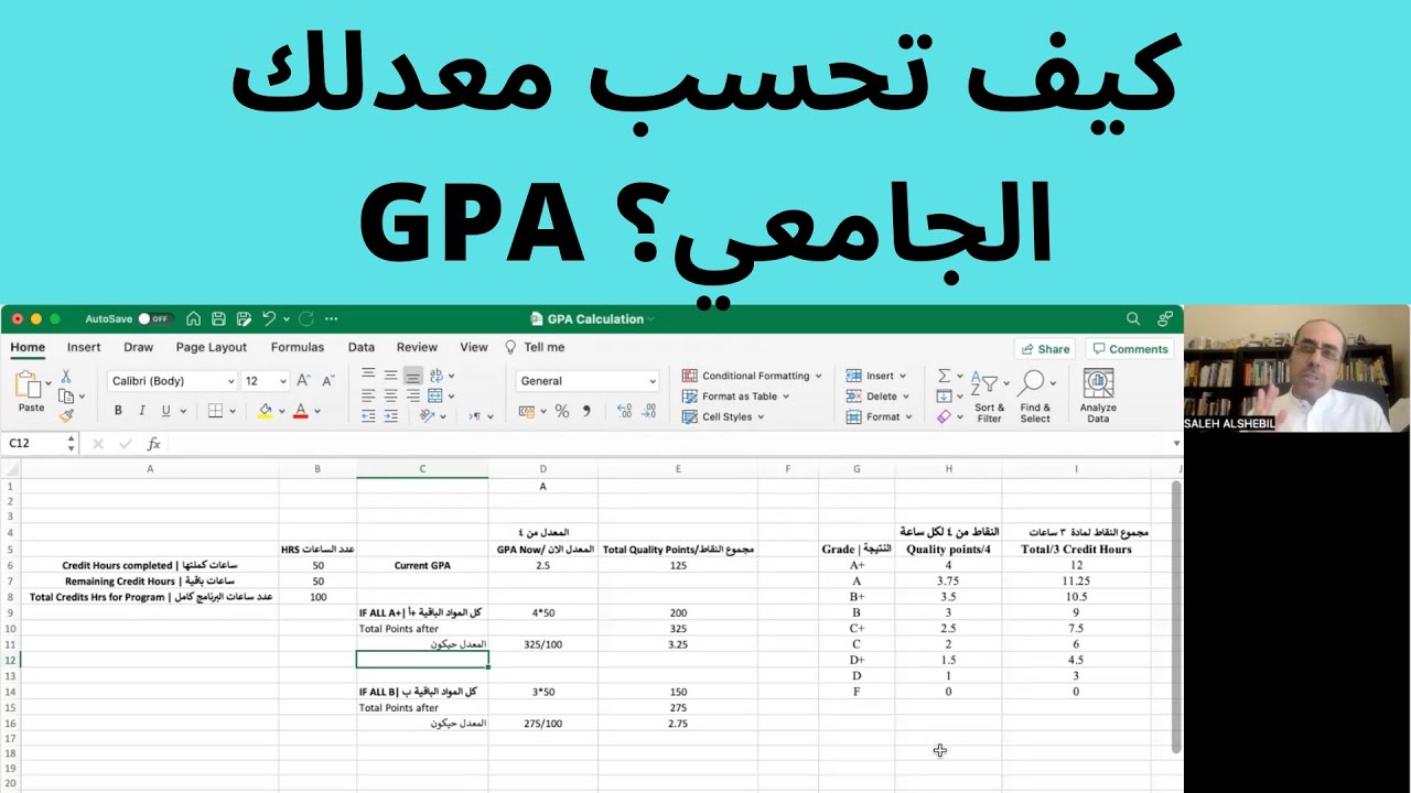 GPA السؤال 10 |  كيف تحسب المعدل الجامعي التراكمي؟
