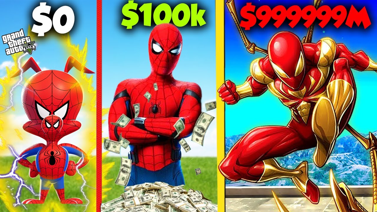 FRANKLIN Upgrading Weakest To STRONGEST SPIDER-MAN in GTA 5|| A.K GAME WORLD