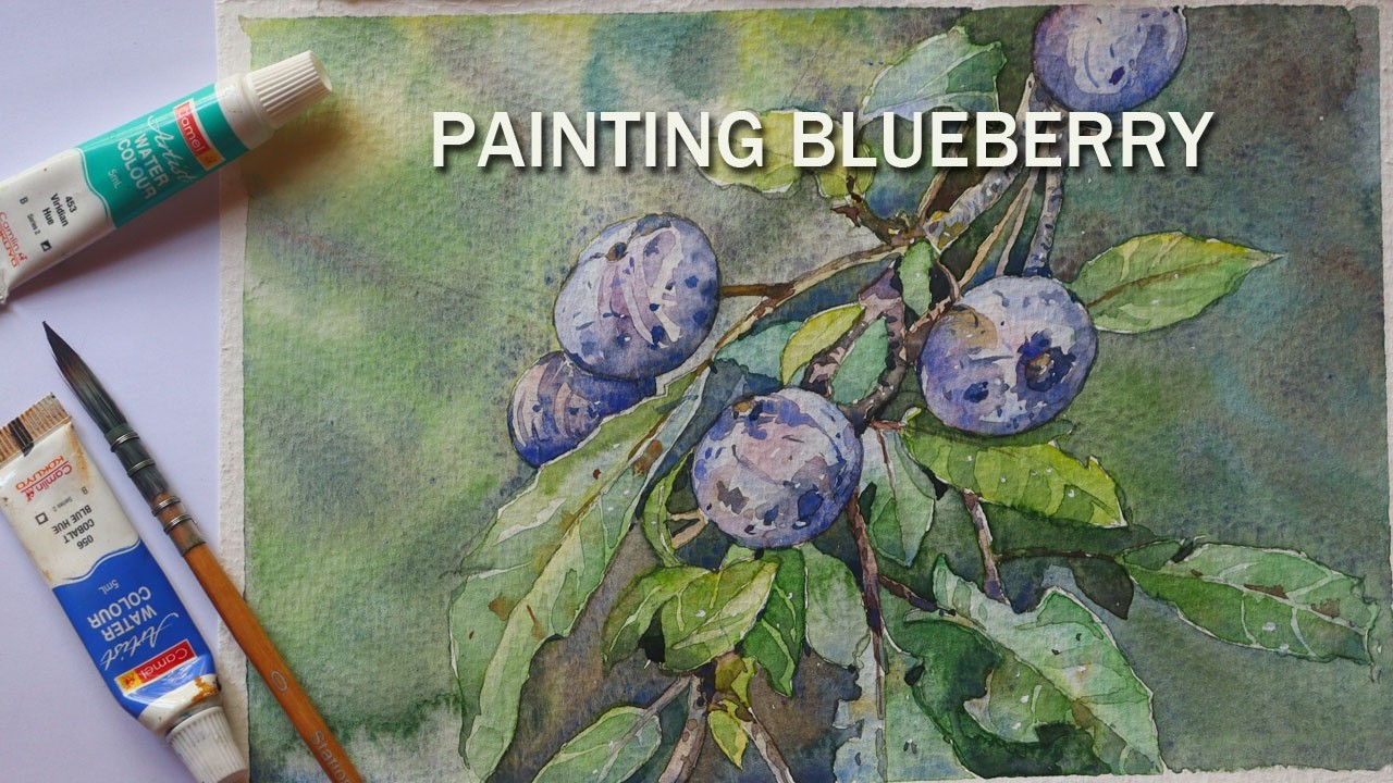 Watercolour Blueberry Painting | Wet on Wet Practice | Fruit painting