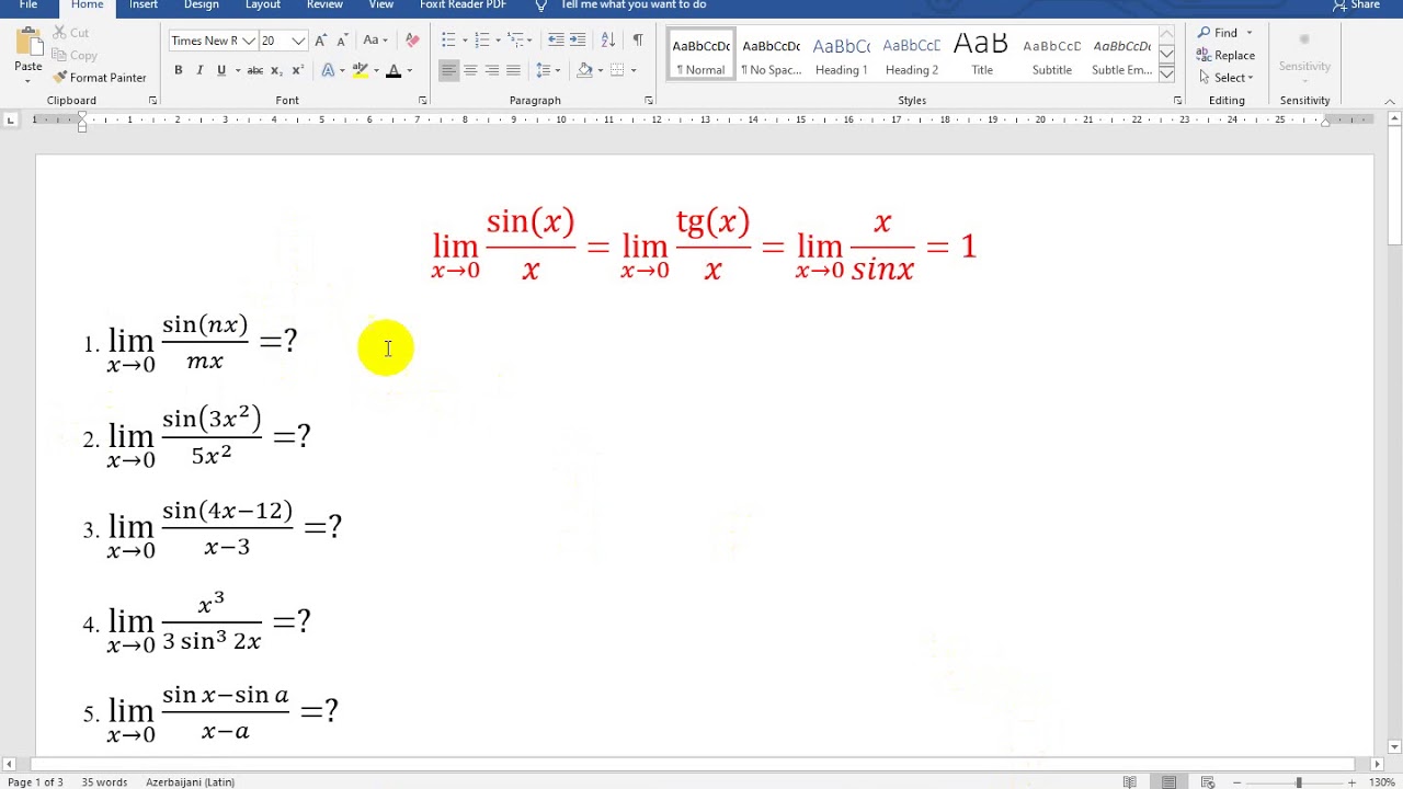 Görkəmli limitlər