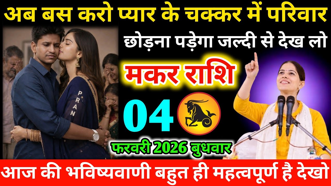 #मकर अब बस करो प्यार के चक्कर में परिवार छोड़ना पड़ेगा जल्दी से देख लो 04 फरवरी 2026 बुधवार