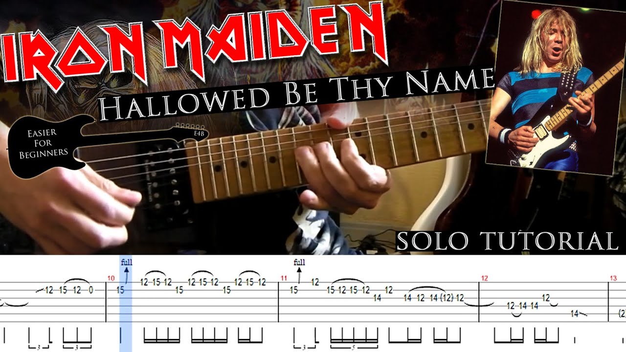 Iron Maiden - Hallowed Be Thy Name Dave Murray guitar solo tutorial (easier for beginners)