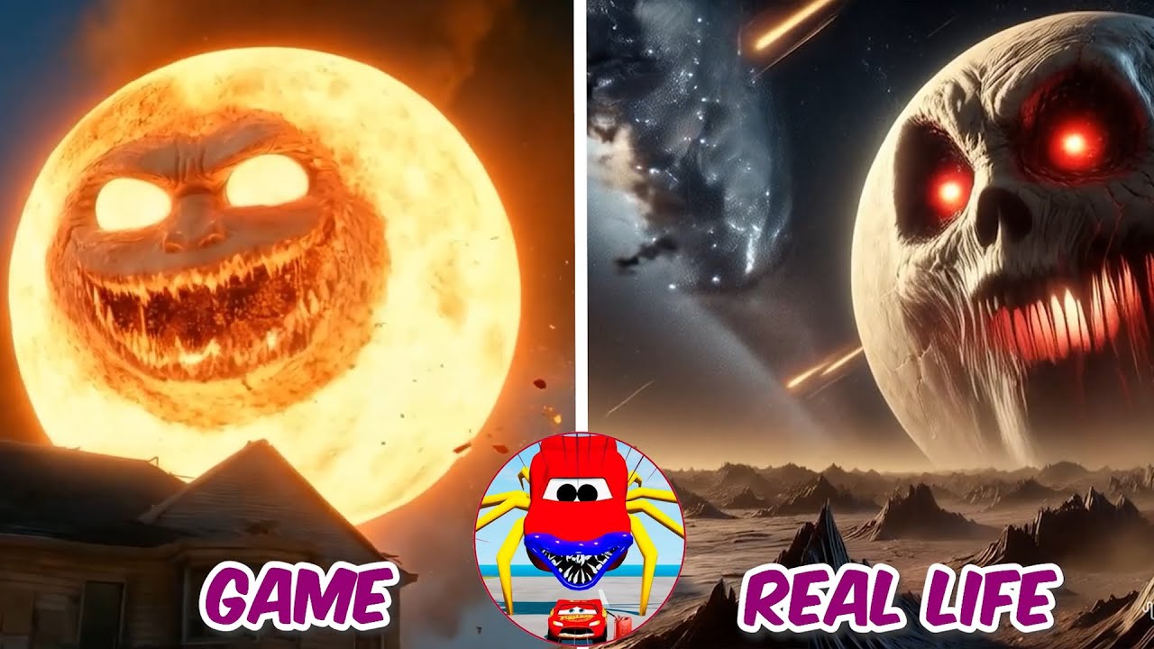LUNAR MOON Monster In Real Life | All Eater Monster | Spinning Wheel Tiles Hop Chaos