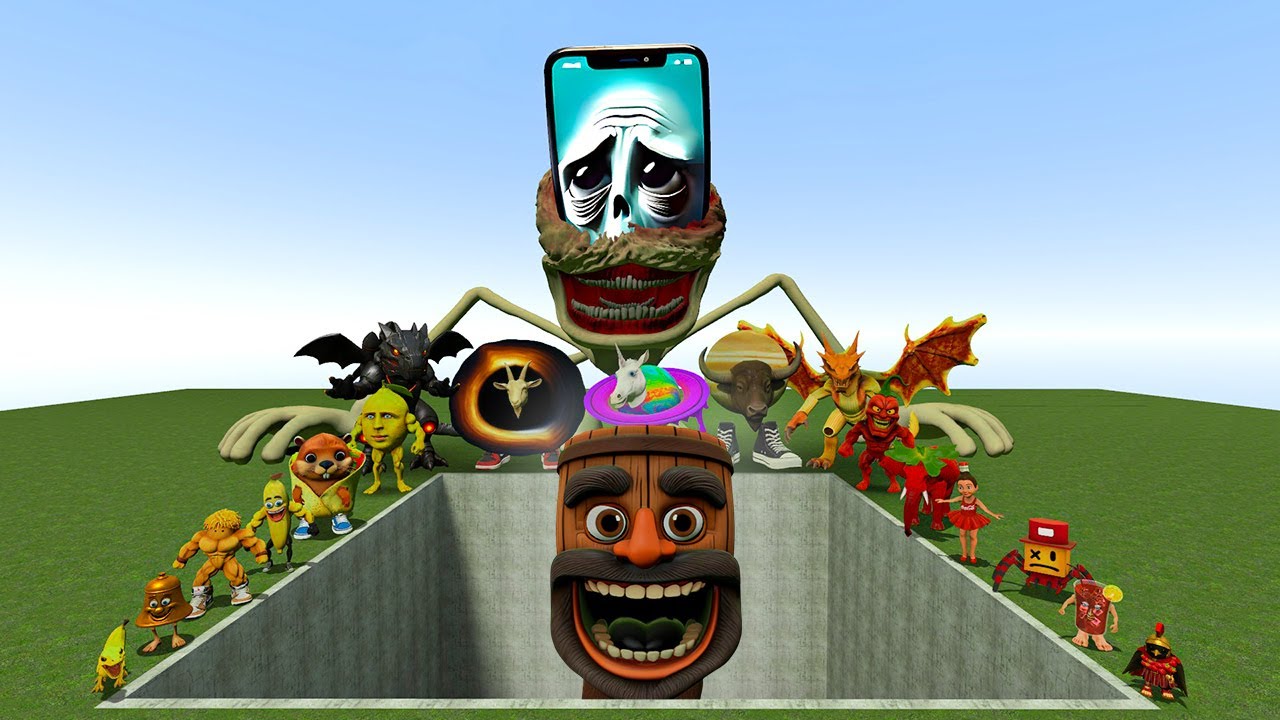 AI Brainrot Memes против боссов BARARABAMMBAMMDDUDUDUDURUUUMM в гигантской яме – Gmod Chaos
