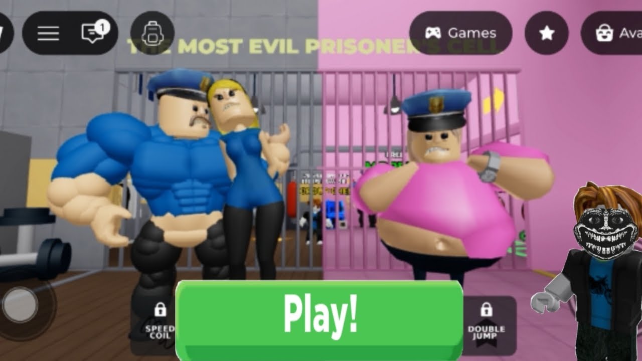 ROBLOX GAM MUSCLE POLICE WOMAN PRISON RUN! (OBBY) PLAY ⏯️