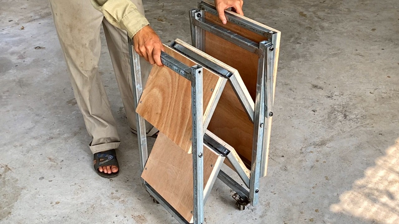 DIY - Great Ideas // Smart, Portable, Foldable 3-Tier Tool Rack // Homemade Tool Rack !!