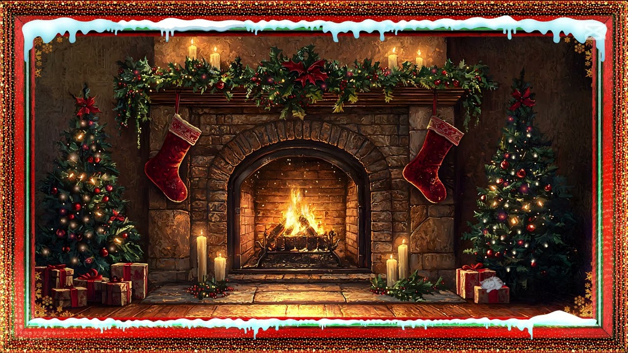 Cozy Christmas Fireplace Ambience | Art Framed Screensaver for Your TV | Relaxing Holiday Magic 4K