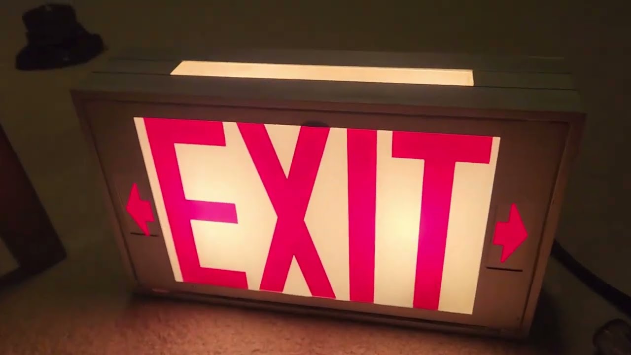 1960's vintage photo-luminescent exit sign overview