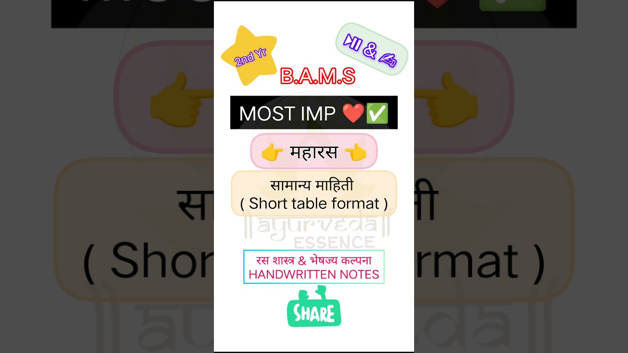 महारस | Rasashastra | शोधन व मारण | Handwritten notes 😍 | #bams #muhs #rasashastra #youtube #notes