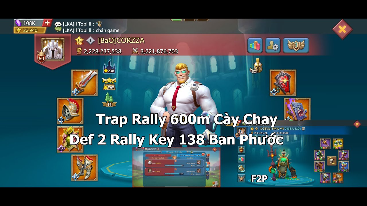Trap Rally 600m F2P | Def 2 Rally Key 138 Ban Phuớc - Lords Mobile