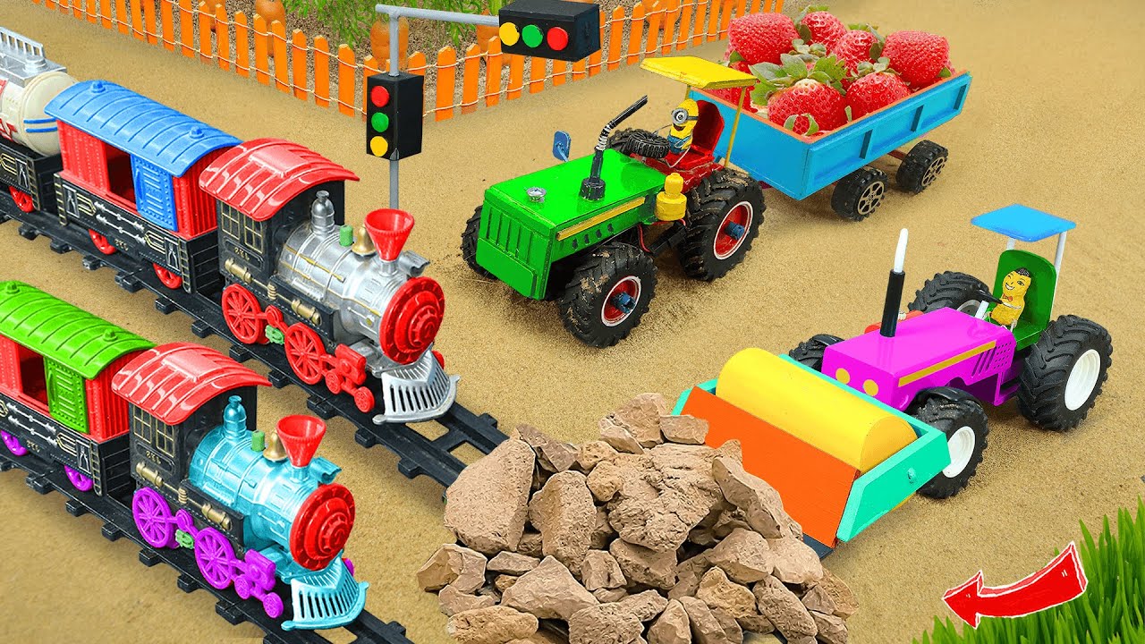 Diy tractor mini Bulldozer to making concrete road | Construction Vehicles, Road Roller #19