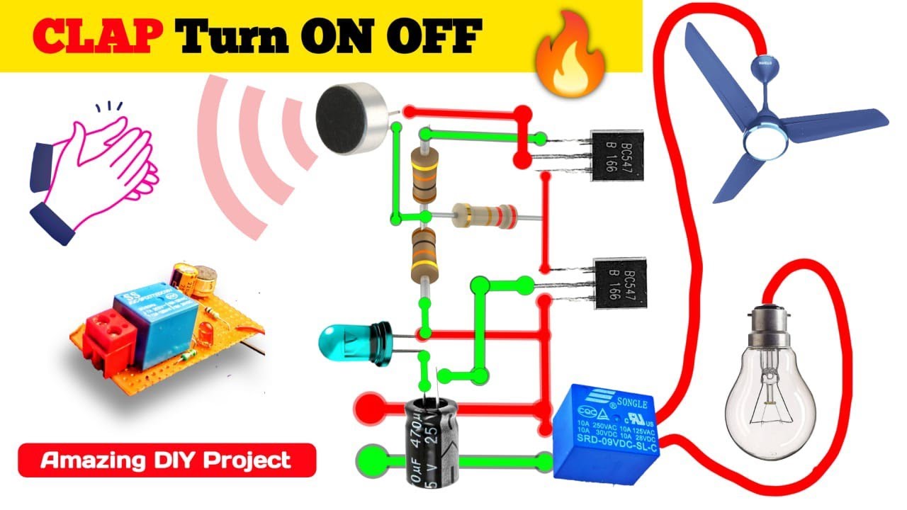 Clap Switch for Lights on off Circuit | Basic Electronics | bc547