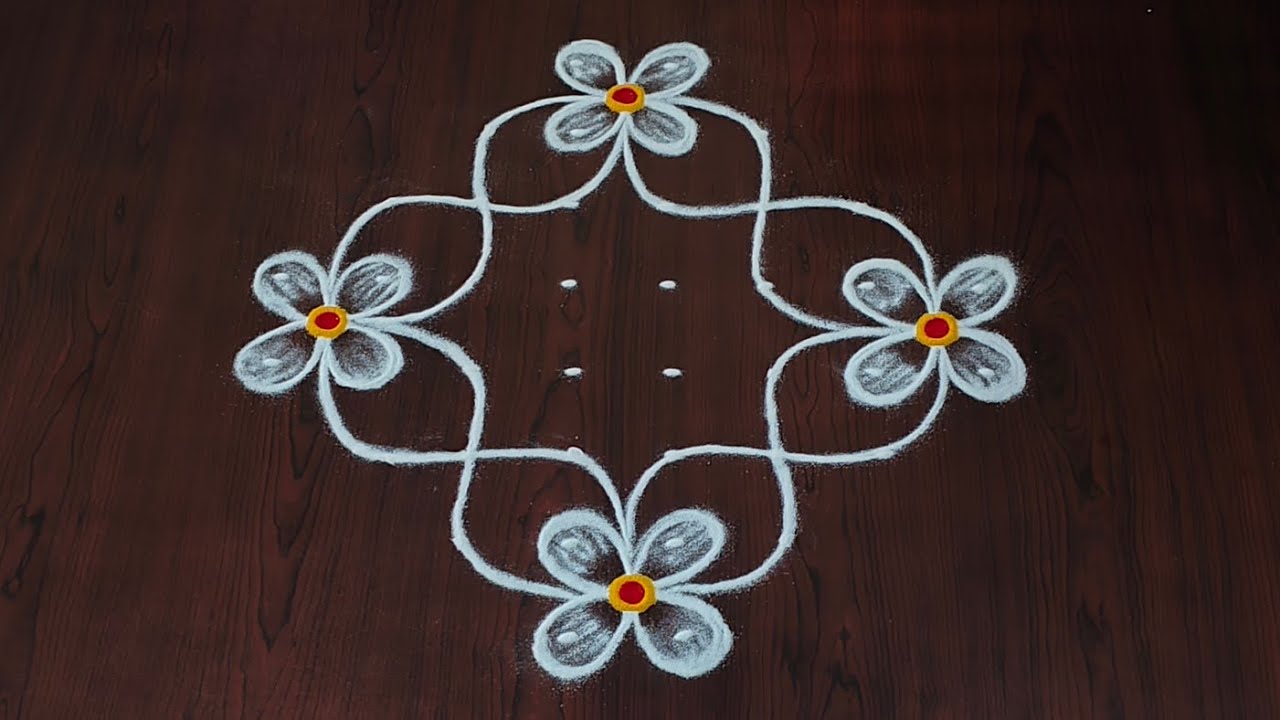 8&times;2dots easy rangoli|daily muggulu|thipkyanchi,festival rangoli|traditional rangoli#Rang kaa Rangoli